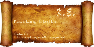 Kapitány Etelka névjegykártya